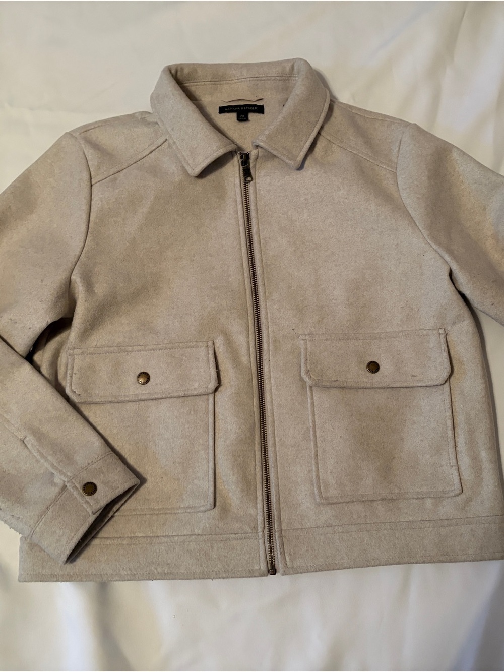 Banana Republic Beige Suede-Look Zip Jacket